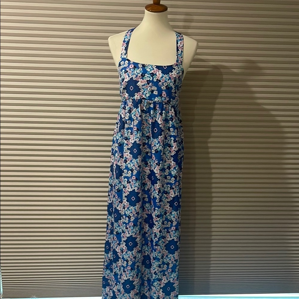 love, Fire Blue Floral Maxi Dress